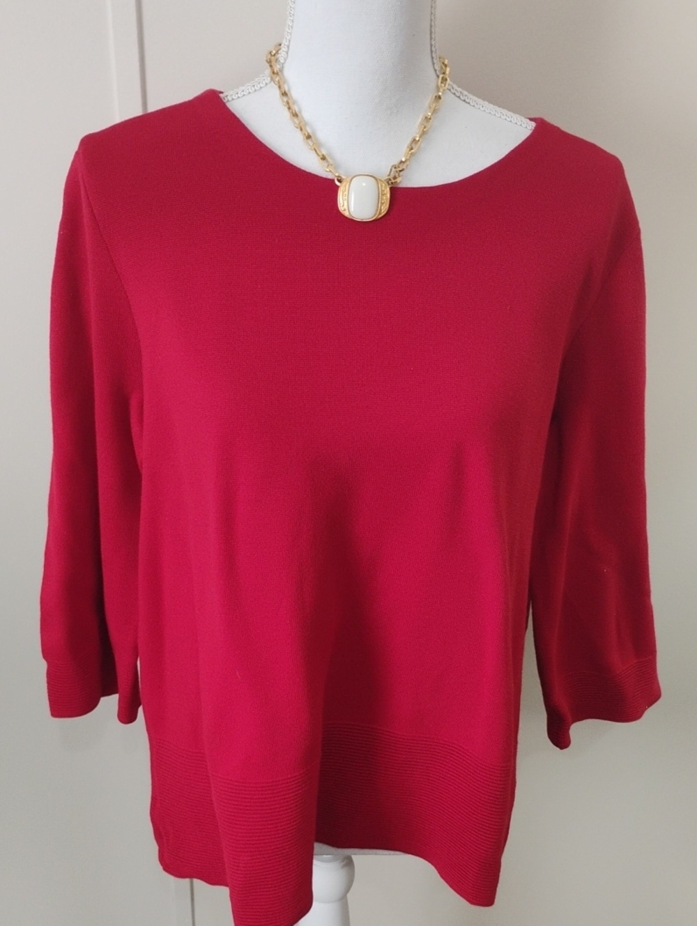Talbots Red Crewneck Knit Sweater